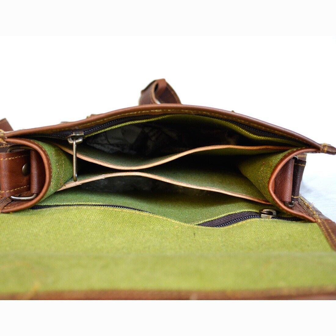 Винтажный мужской портфель для ноутбука из натуральной козьей кожи — фото 7