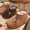 Girls' Fleece-Lined Snow Boots, 2025 Winter Collection, Warm, Stylish, Non-Slip, Short Cotton Boots for Little Girls.
