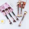 3Pcs Double Head Multi-Function Makeup Brush Set Wood Handle Powder Blusher Brush Foundation Make-up Brush Beauty Tool