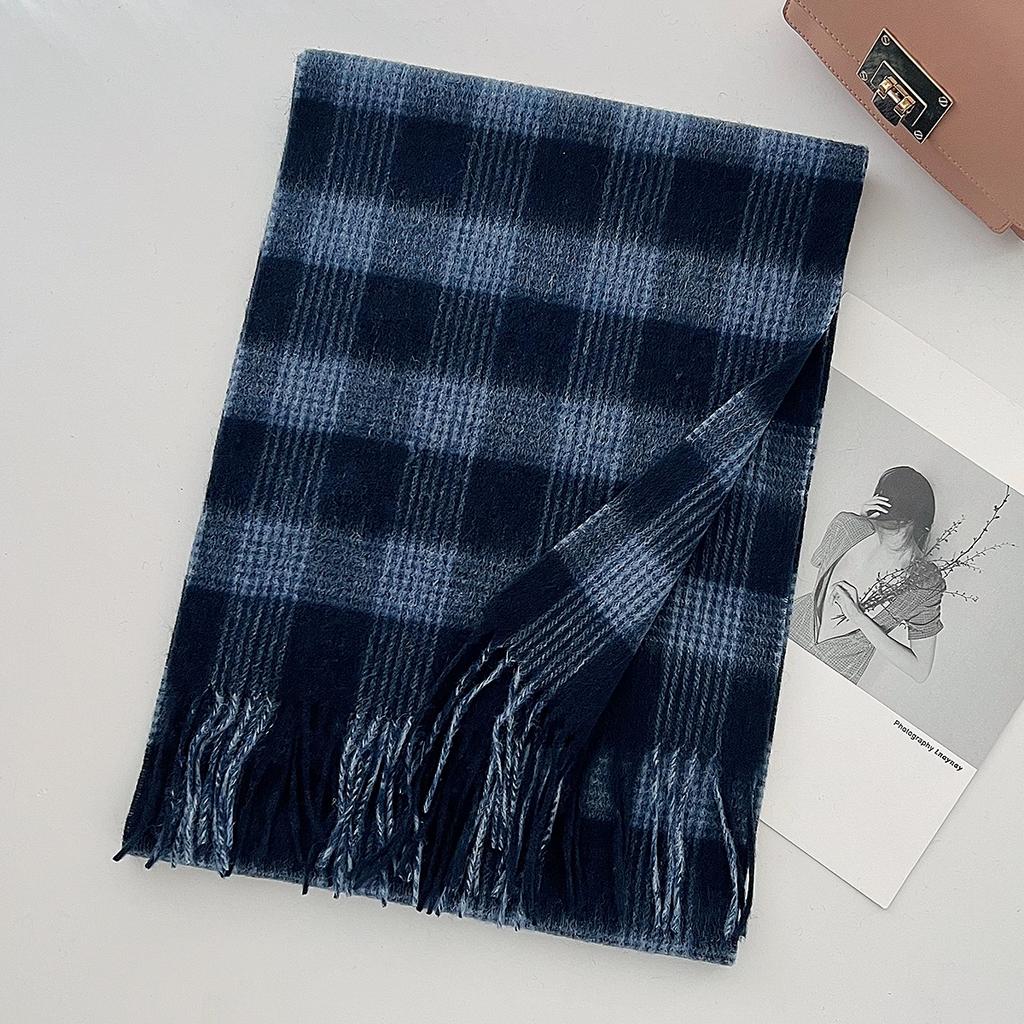100% Pure Wool Scarf Female Winter Warm Cashmere Shawl Checkerboard Couple Accessory Outdoor Wrap Windproof Scarf