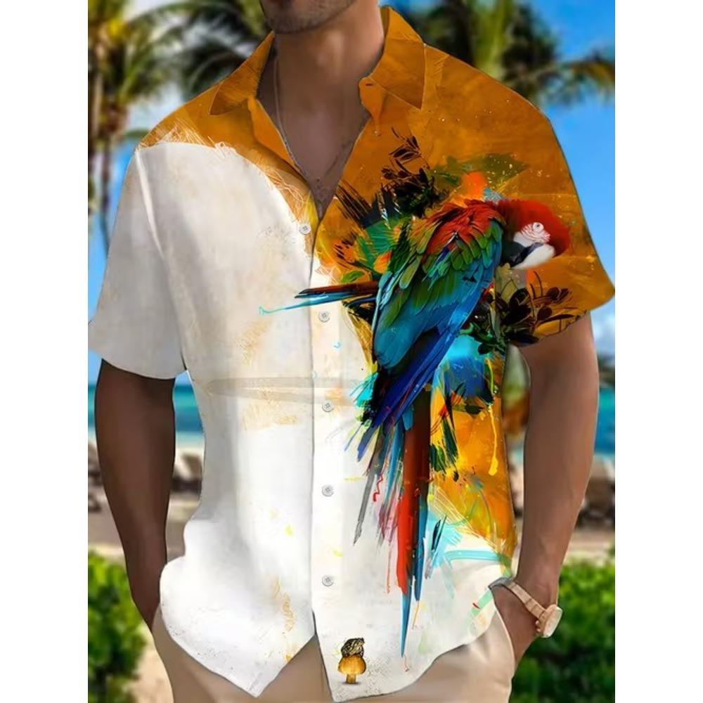 Men's Simple Pattern 3D Print Shirt Button Up Shirt Casual Shirt Summer Shirt Short Sleeve Daily Vacation Clothing
