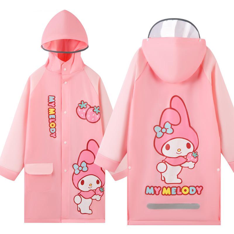 Sanrio Super Süßer Kuromi Regenmantel für Kinder mit Rucksackfach, Großer Schirm, Perfekt für Grundschul- und Kindergartenkinder.