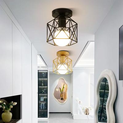 Vintage E27 LED Ceiling Lights for Aisle Balcony Indoor Retro LED Ceiling Lamps Chandelier Lighting for Bedroom AC85-265V Black
