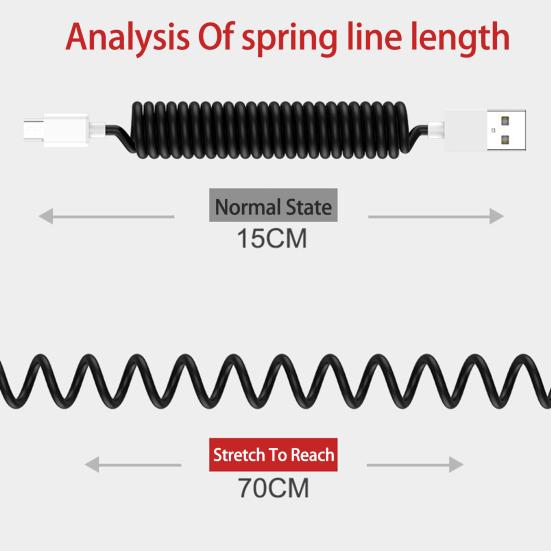 Ladekabel 3 Adapter mit Aufbewahrungsbox Dehnbar Sicheres Laden 3 in 1 Telefon USB Feder Daten