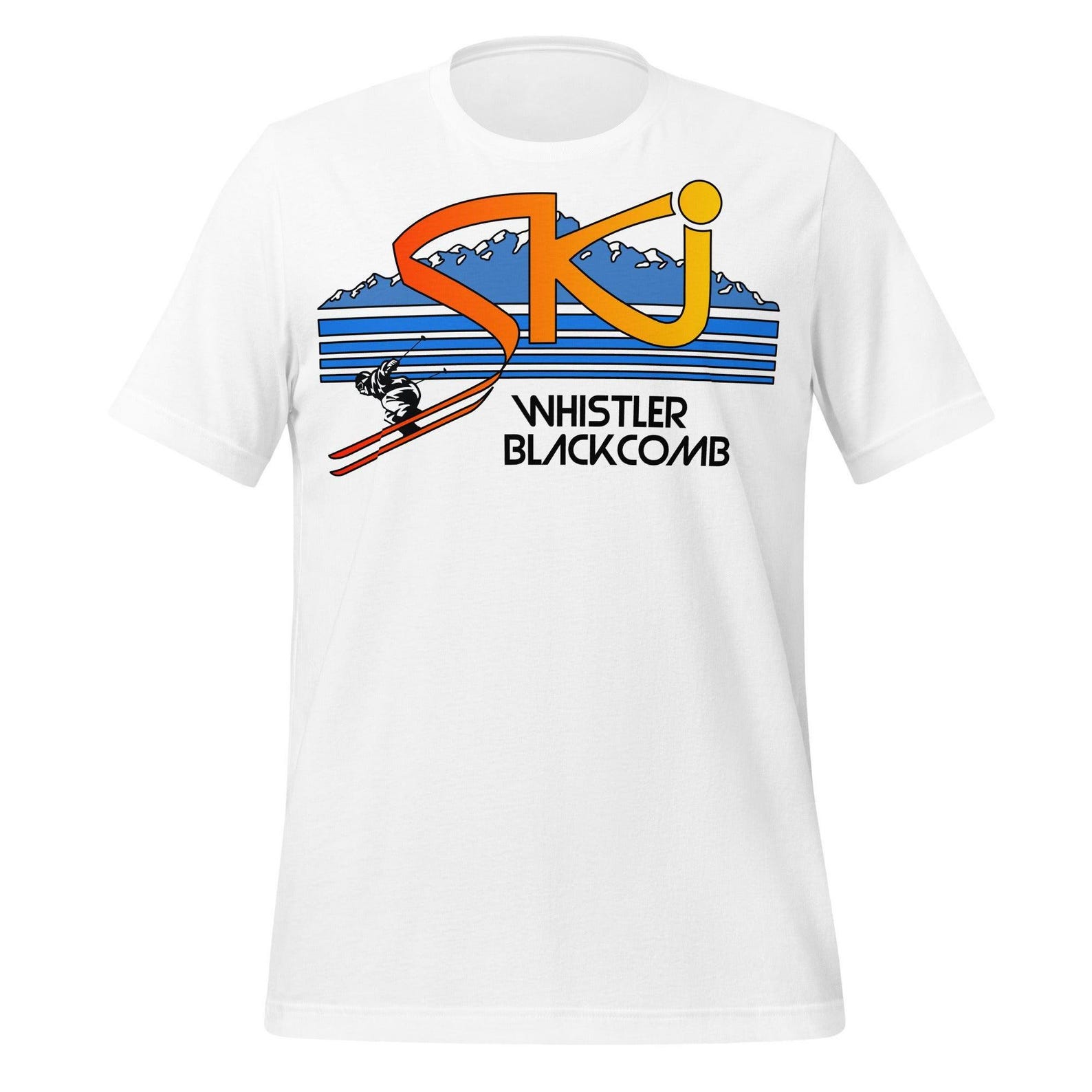 Whistler Blackcomb T-Shirt: Retro Ski Design - 100% Cotton 2XL