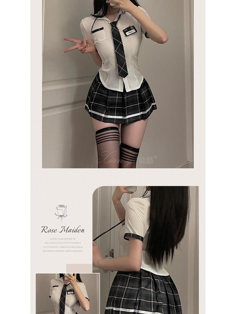 Xianyi Sexy Schoolgirl Cosplay Lingerie Set: Temptation JK Mini Skirt & Sukumizu Outfit for Women