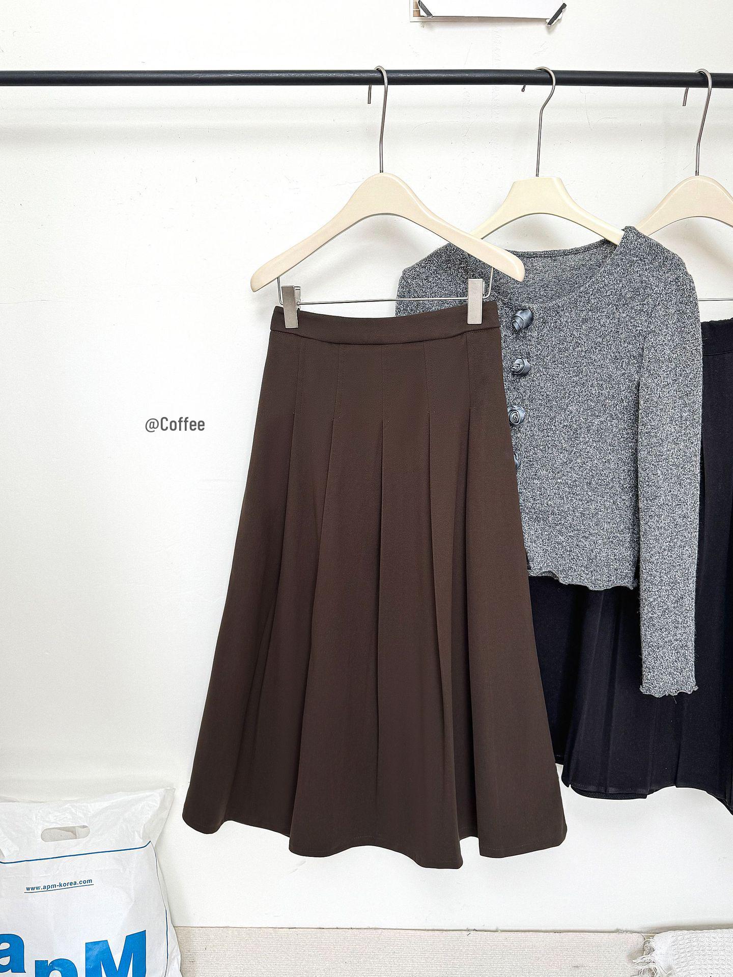 Year-End Clearance: Women s High-Waisted Wool Pleated Skirt - Autumn/Winter Mid-Length Drape One Size