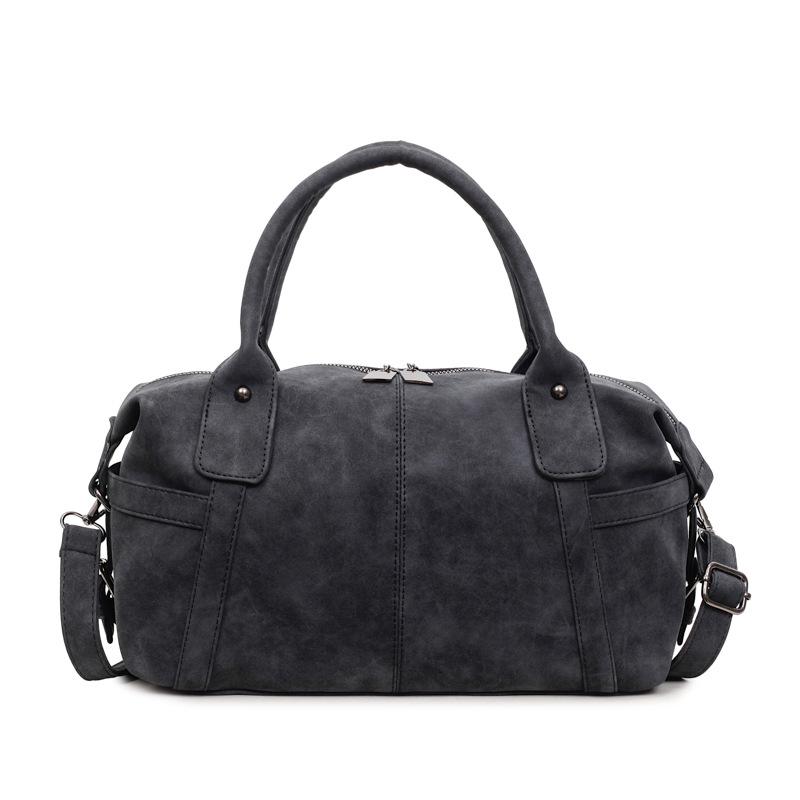 Vintage Faux Leather Duffel Bag Women's Fashion Shoulder Tote with Dual Handle and Practical Design