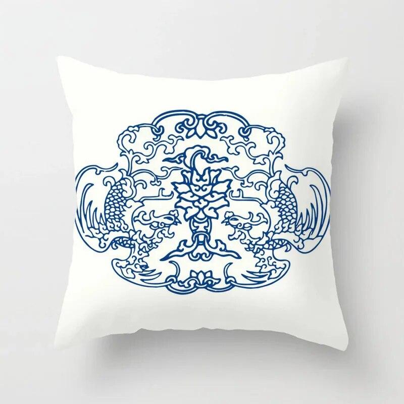 

Синий и белый фарфоровый диван, наволочка, подушка, кровать, гостиная, автомобиль, офис 45x45cm