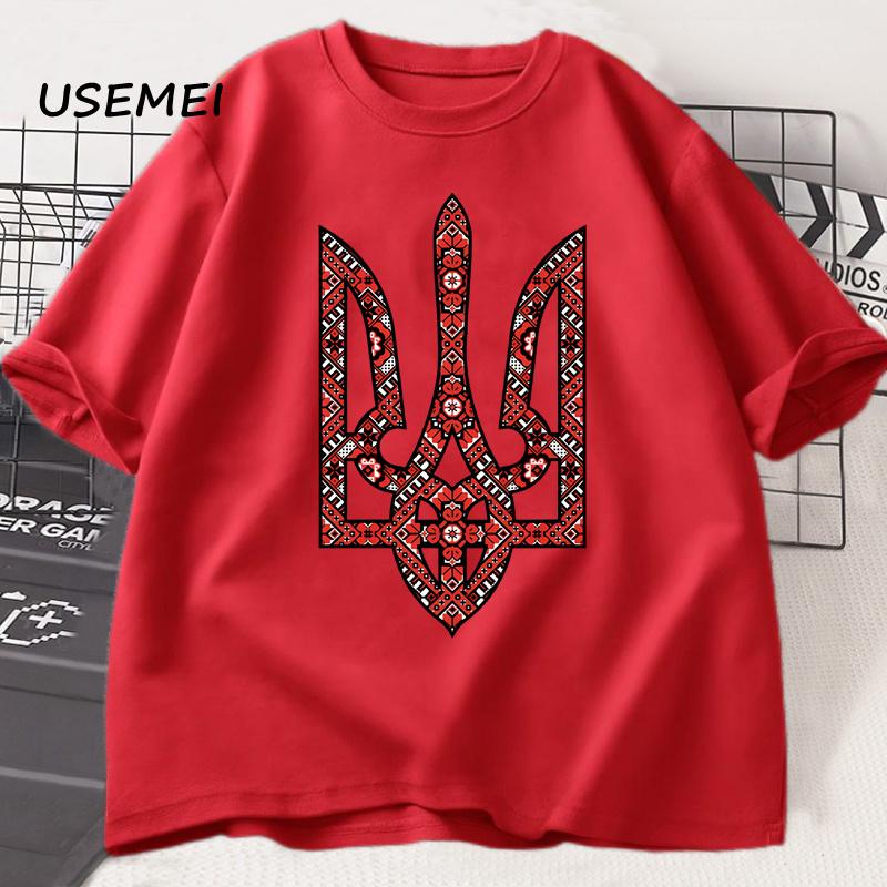 Ukraine Emblem Coat of Arms Tryzub T Shirt Men Women Harajuku Cotton Short Sleeve T-shirt Ukrainian T Shirts Man Clothes
