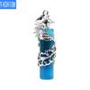 Creative Mascot Wrapped Natural Stone Cylindrical Pendant And Pink Crystal Necklace