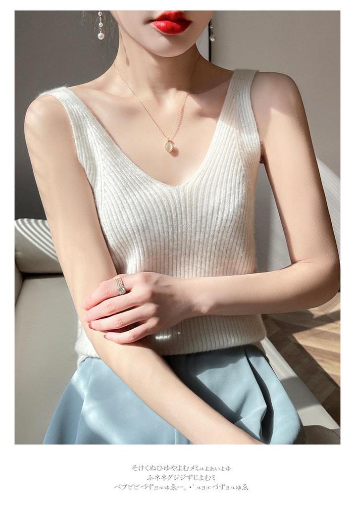 Damen Cashmere Rippstrick Camisole Herbst/Winter 2024 - Weich, Hautfreundlich, Figurbetont, Vielseitiges Basic Layer Top