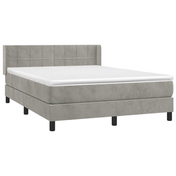Maison Exclusive - Sommier à lattes de lit et matelas Gris clair 140x200cm Velours