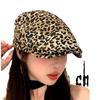 Forward Hat Niche Design Sense American Retro Spice Girl Leopard Print Duckbill Hat Women's Summer Thin Fashion Beret