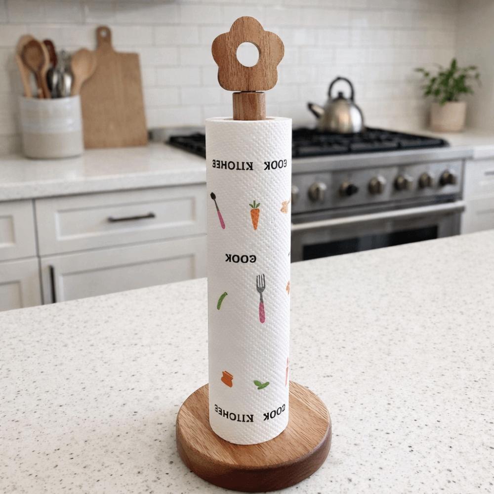 Wolnostojący stojak na ręczniki papierowe w kształcie kwiatu Bez wiercenia Uchwyt na rolkę ręczników papierowych do kuchni