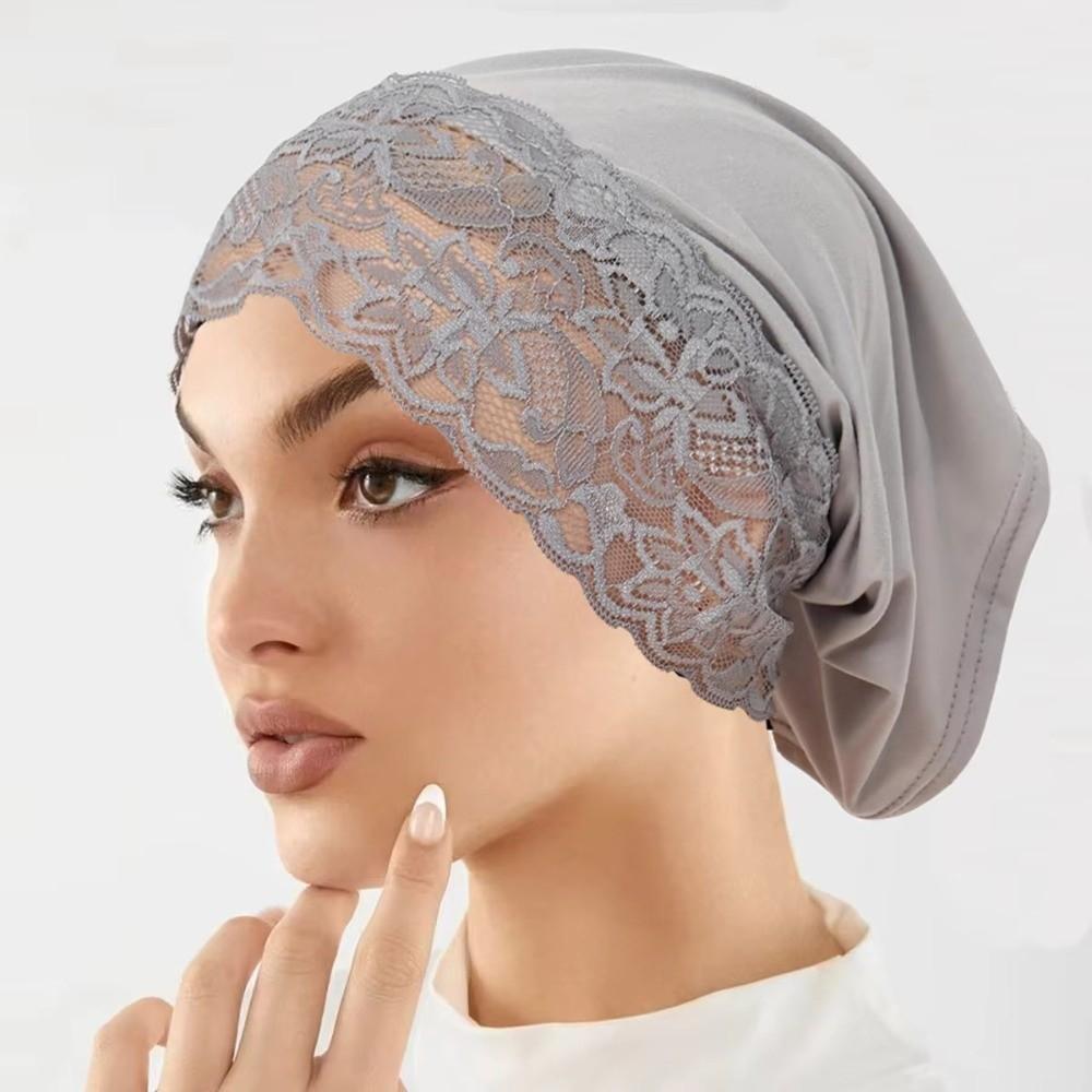 Solid Color Hijab Cap Elegant Undercap Comfortable Fit Pullover Hat  Women Headwear
