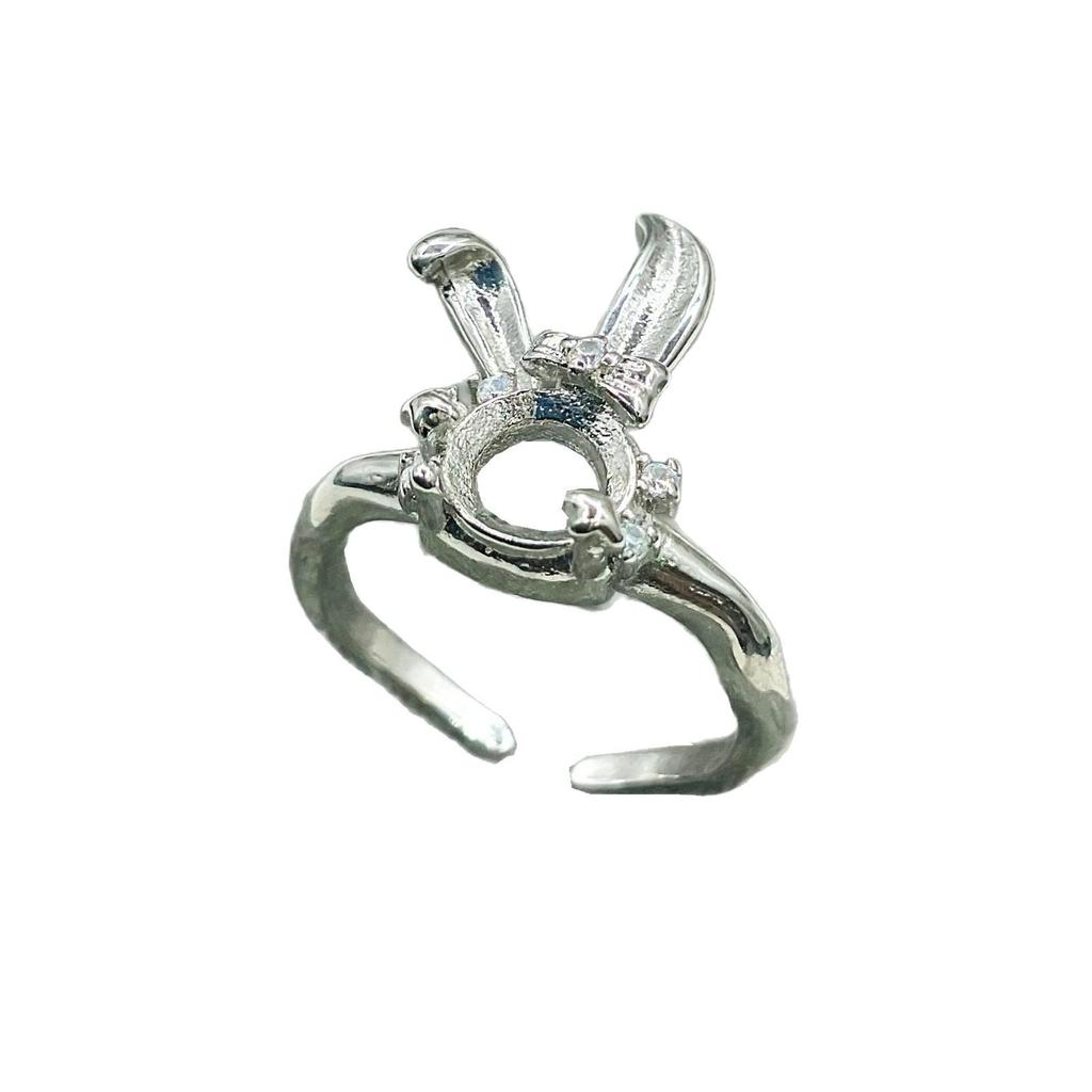 Adorable Bunny Head DIY Ring Setting for 6.2mm Round Moissanite