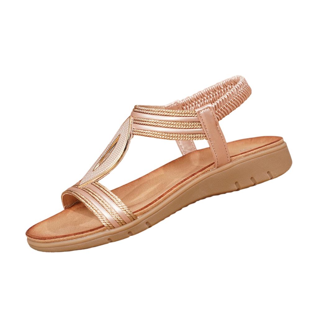 Bohemian Soft Sole Fashion Sandals with Metal Buckle Stylish Comfortable Flat Roman Design Casual Summer Footwear for Women