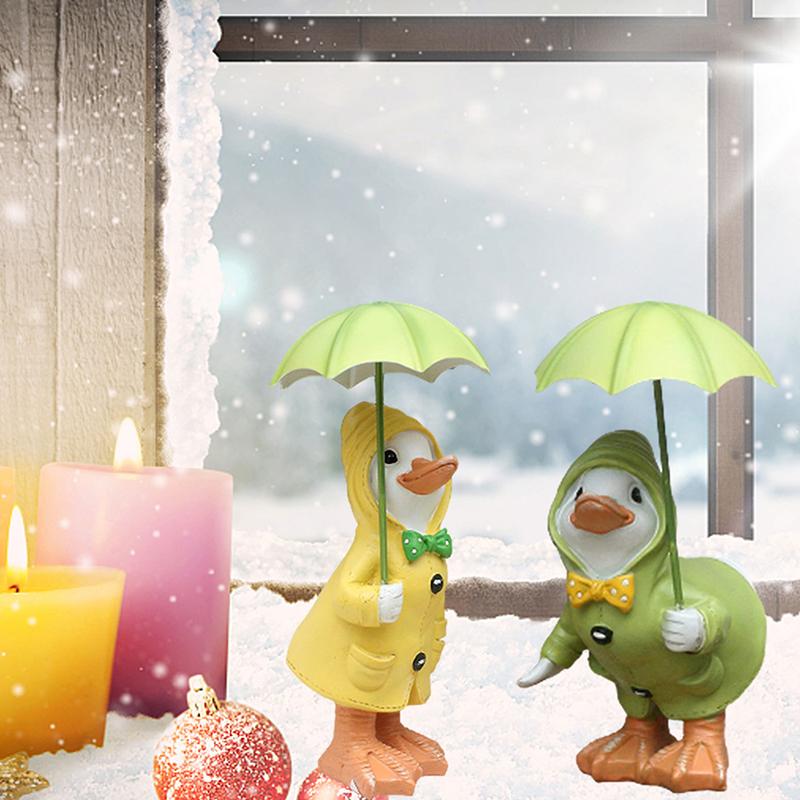 Gartendekoration Enten Niedliche Cartoon Kunstharz Entenstatuen Dekoration Mit Schirm Garten Hof Rasen Ententeich Landschaft