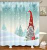 Christmas Gnomes Shower Curtain Set,Cute Winter Xmas Holiday Tree Buffalo Check Plaid Shower Curtains For Bathroom Decor,Hooks