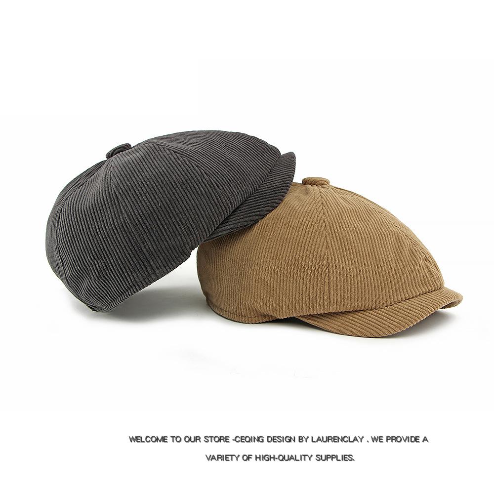 Herbst Winter Mütze Herren Damen Achteckige Mütze Dick Warm Corduroy Britisch Vintage Newsboy Mütze