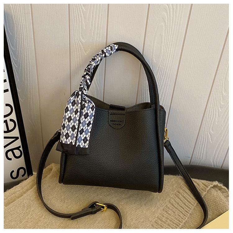 

Модная сумка-ведро из мягкой кожи, женская сумка большой вместимости, сумка через плечо чёрный