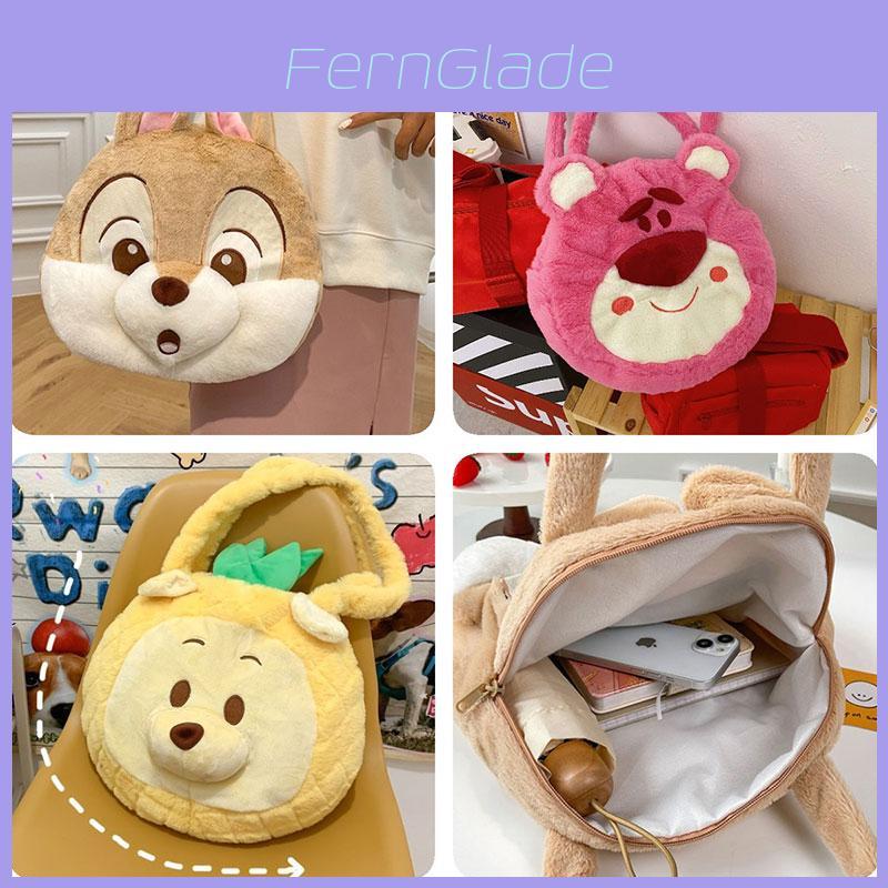 Pineapple Pup And Strawberry Bear Plush Cartoon Shoulder Bag Large Capacity Tote For Everyday Use