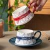 Keramik-Kaffeetasse mit Untertasse im chinesischen Stil, Haushalts-Trinktasse, Nachmittagstee-Geschirr, Nischen-Latte-Tasse, Hochwertig aussehende Mädchen