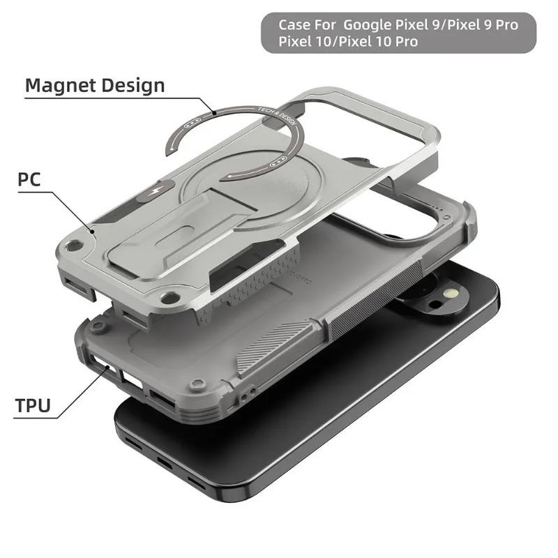 Armor Heavy-Duty Anti-Drop Magnetic Stand Phone Case For Google Pixel 10 9 10 Pro XL 9 Pro XL For Magsafe Wireless Charge Cover
