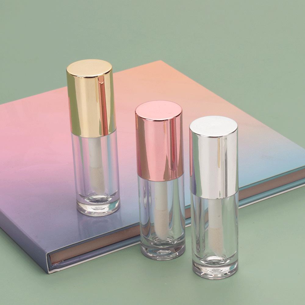 6ml Clear Plastic Thick Fat Lip Gloss Tube, Electroplated Lip Oil Lip Glaze Empty Container for DIY