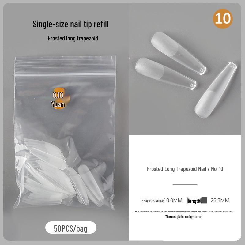 

Frosted Seamless Refill Set: Single Number, Half-Cover Nail Tips for Extension, Dual-Use, No-Filing, Trapezoidal Shape.