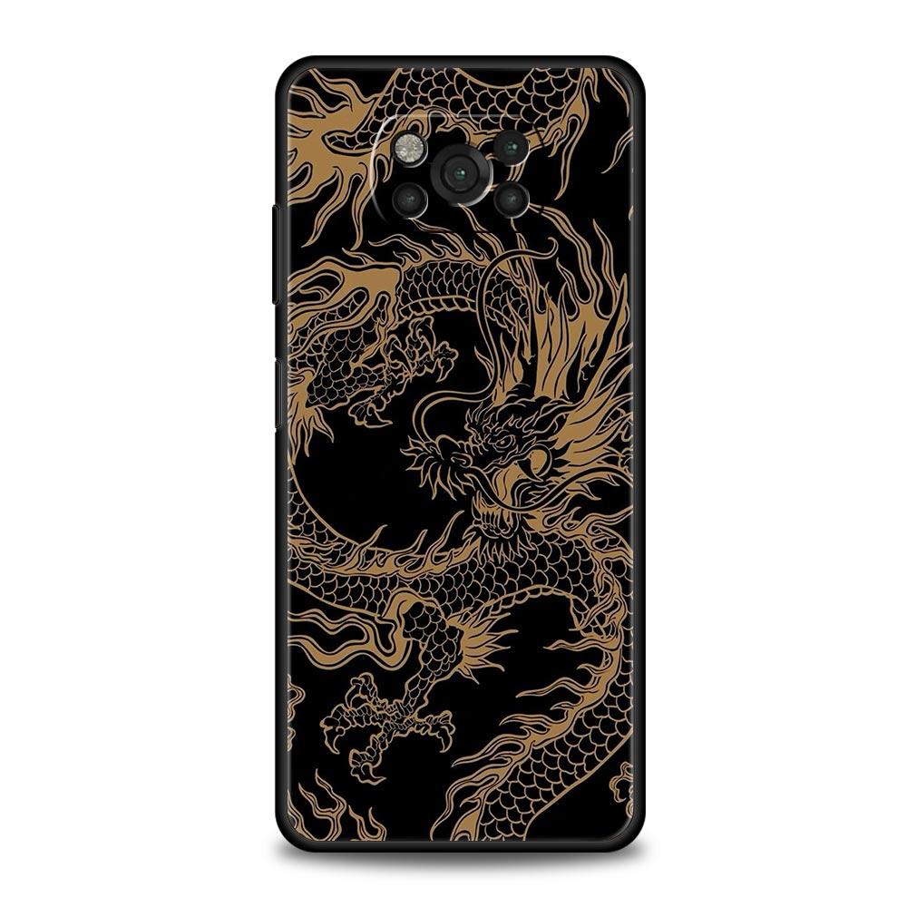 

Чехол для телефона для Xiaomi Poco X6 X5 X4 Pro 5G X3 NFC F5 F4 M5 M4 M3 F3 GT C51 C50 C55 Черный Чехол Иллюзорный Цвет Китайский Дракон Poco F3 GT