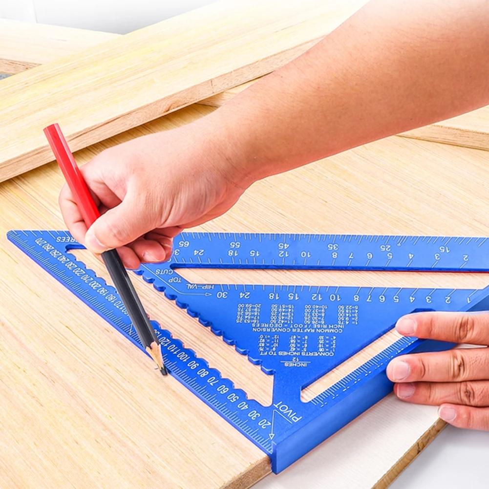 Triangular Ruler Triangle Ruler Protractor Square Ruler Aluminum Alloy Woodworking Measuring Tools Gauges Carpentry Inch Metric