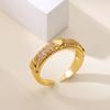 Classic Luxury Zircon Heart Rings For Women  Gold Plated Heart Opening Ring Wedding Aesthetic Christmas Jewelry Gift