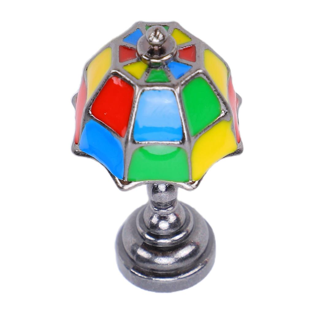Dollhouse Desk Lamp Zinc Alloy Miniature Table Accent Lamp for Micro Scene Decoration Black