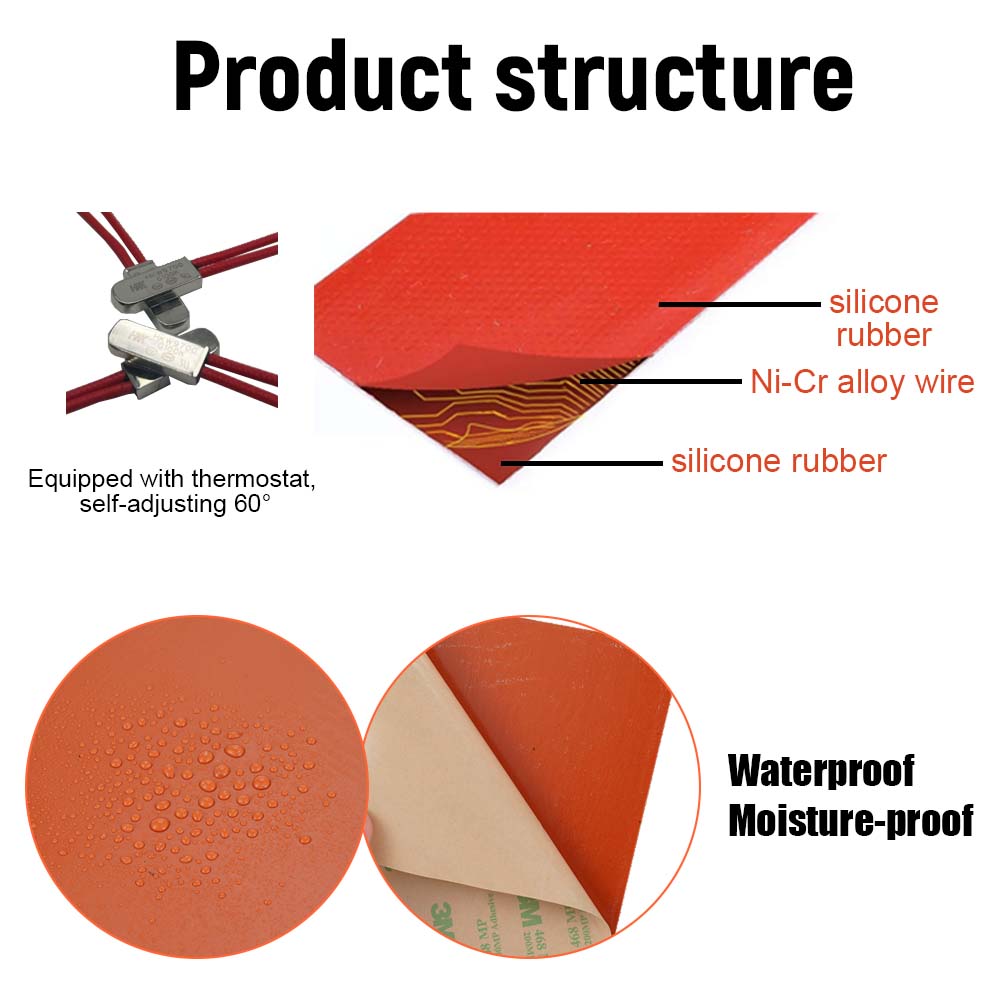 12V/24V Silicone Engine Oil Pan Sump Tank Heater Pad Heating Plate Antifreeze Heater For Car Fuel Tanks Water Tanks Accessories