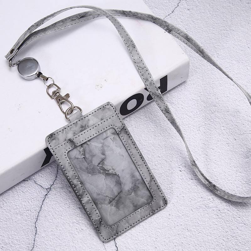 Jinbei Leather ID Card Badge Holder with Lanyard