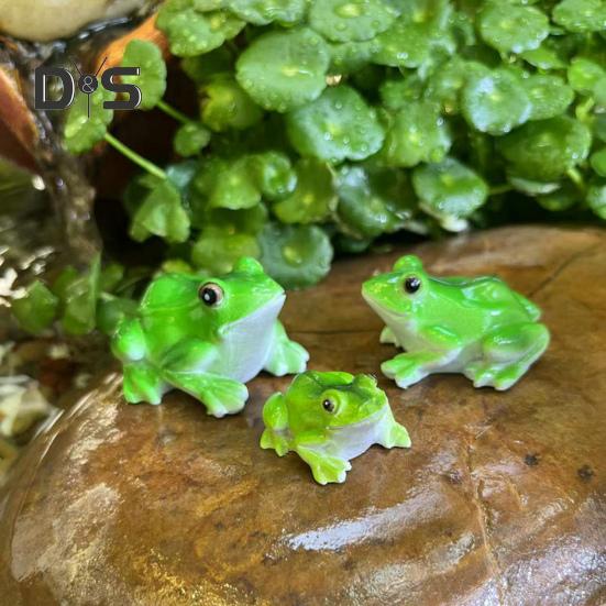 3 szt. Miniaturowe figurki żab, dekoracje roślin, realistycznie wyglądające, odporne na warunki atmosferyczne, urocze statuetki żab, dekoracja ogrodu