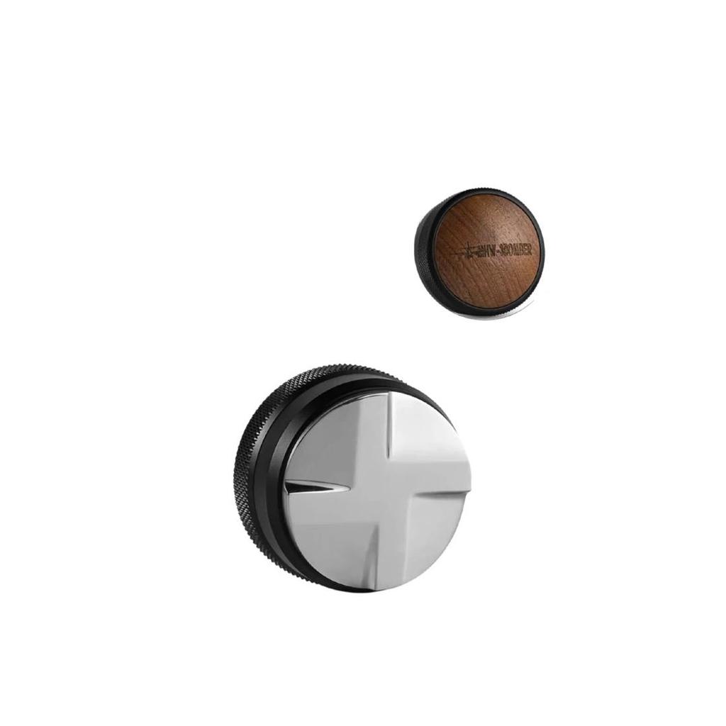 MHW-3BOMBER CD Series Coffee Grinder, Four-Rotor Tamper, Italian Espresso Tamper, Wooden Lid, Black, 58mm, for Home Use