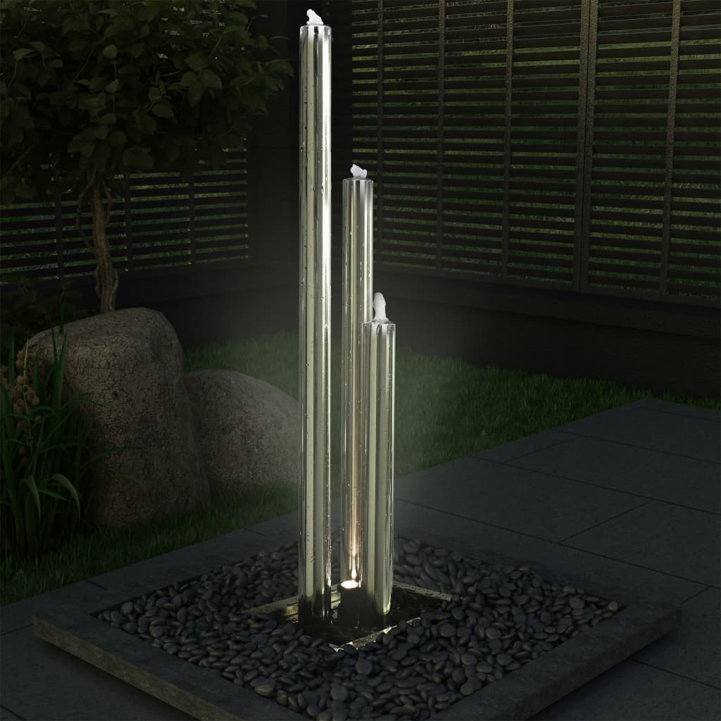 Garden Fountain Silver 48 X 34 X 153 Cm Stainless Steel