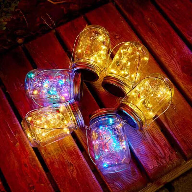 3-Pack Solar Mason Jar Warm LED Outdoor Hanging Lights