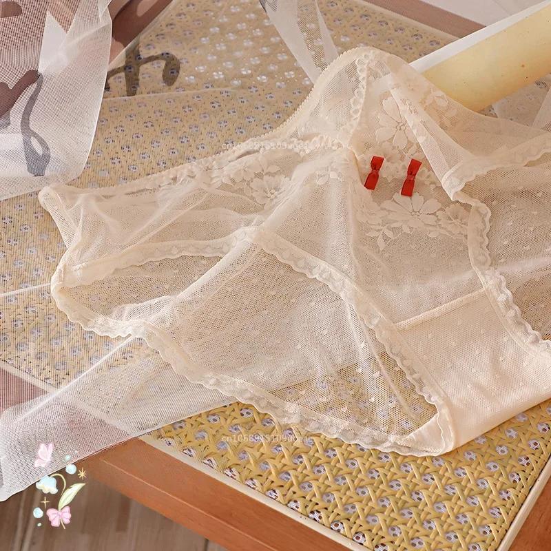 Plus Size Lingerie Sexy Panties Women's Gauze Translucent Lace Underwear Women Court Aristocratic Style Women Bragas Sexy Briefs