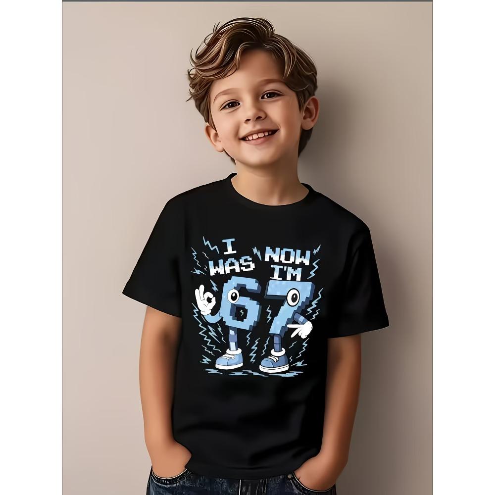 

Kids T-Shirt 67 Number Letter Graphic Print Boy and Girl Tees Top Summer Street Short Sleeve Casual Outdoor Kids Clothing 100