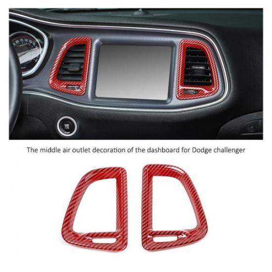 

Air Condition Outlet Vent Trim Bezel for Dodge Challenger 2015+ Red Carbon Fiber