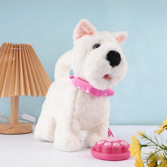 Interactive Walking Plush Puppy Toy with Touch Sensing Tongue Licking Motion Lifelike Sounds Electric Dog Plushie with Leash Simulation Stuffed Toy