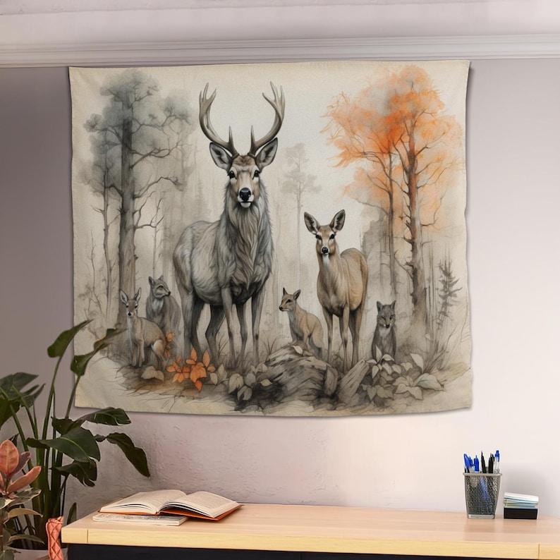 deer tapestry 75x100 чёрный