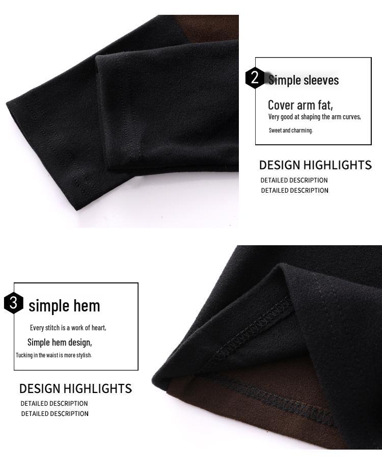 2024 Winter Korean Style Slim Fit Color Block Thick Double-Sided Cashmere Turtleneck Base Layer