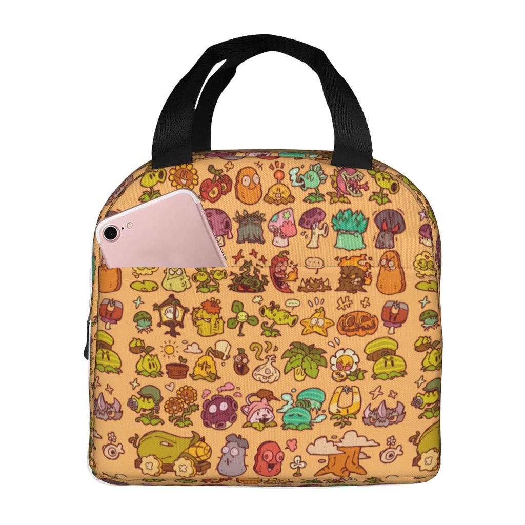 Custom Plants Gaming Zombies Insulated Lunch Bags for School Office Video Game Waterproof Thermal Cooler Lunch Box Unisex