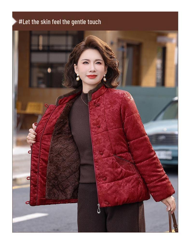 Women's 2025 Winter Plush Cotton Jacket – Petite, Middle-Aged, Short, Thick, Warm Outerwear