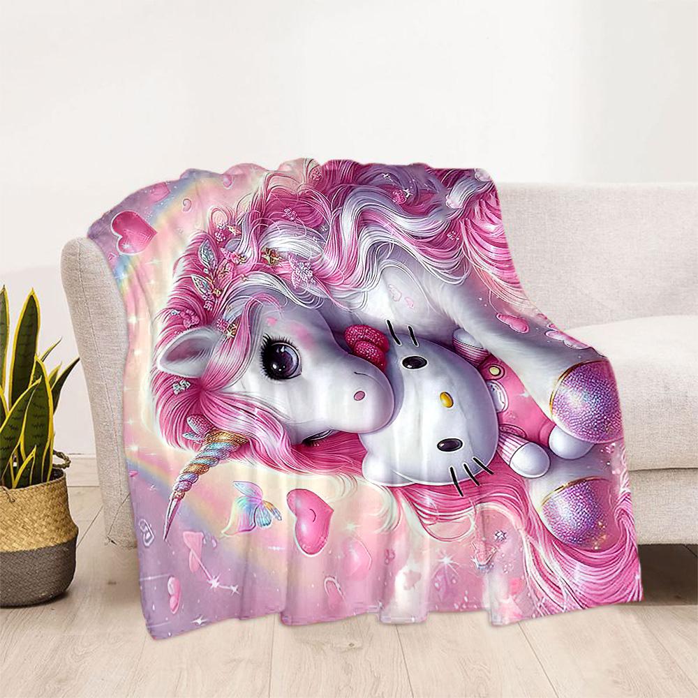 1pc Rainbow Unicorn Sky blanket Soft and Warm for Sofa Office Camping Travel Livingroom Great Gift for Friends and Family Comfortable